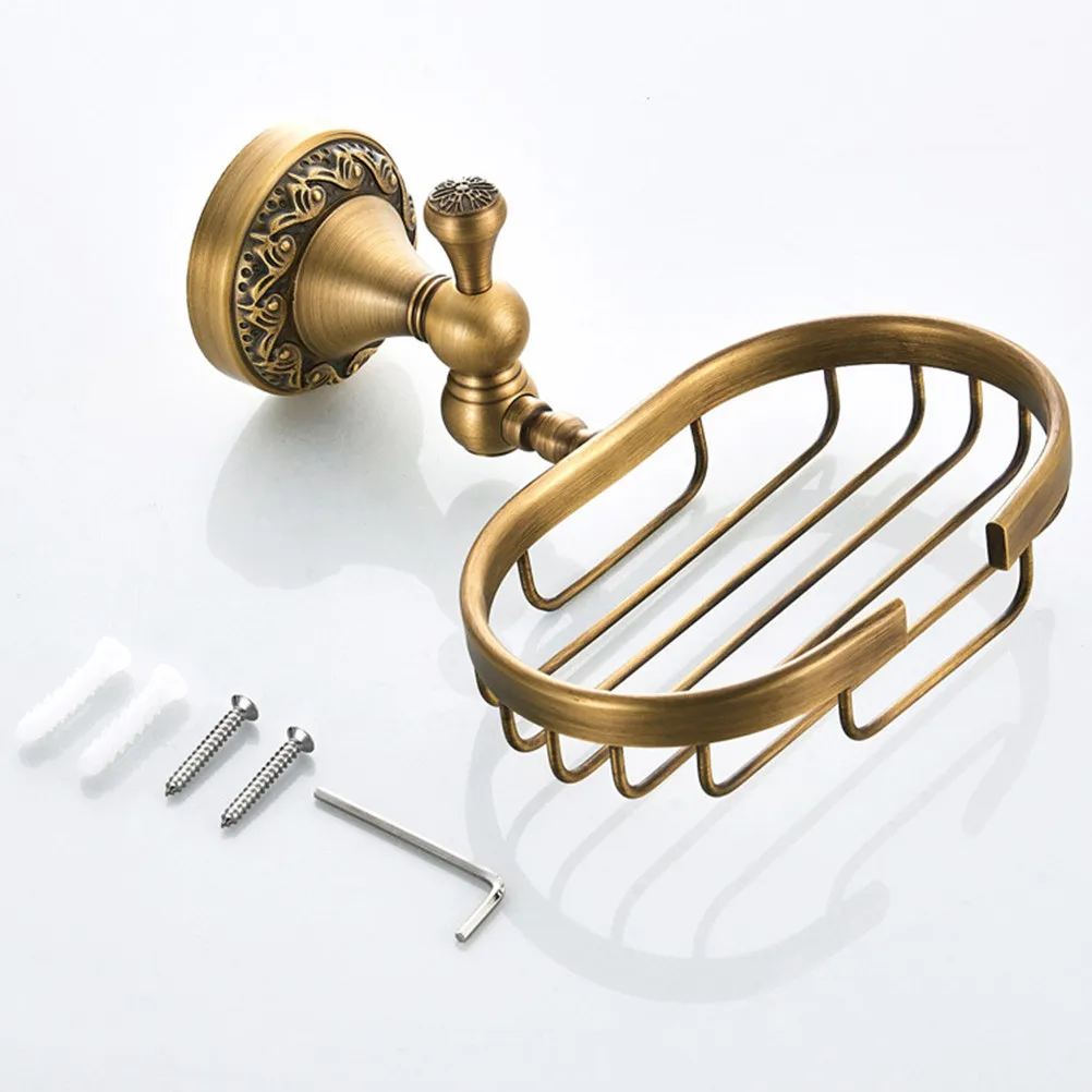 

Винтажная мыльница из цельной латуни, настенная, для ванной и душа, с сетчатым дренажным дизайном, для дома и ванной комнаты