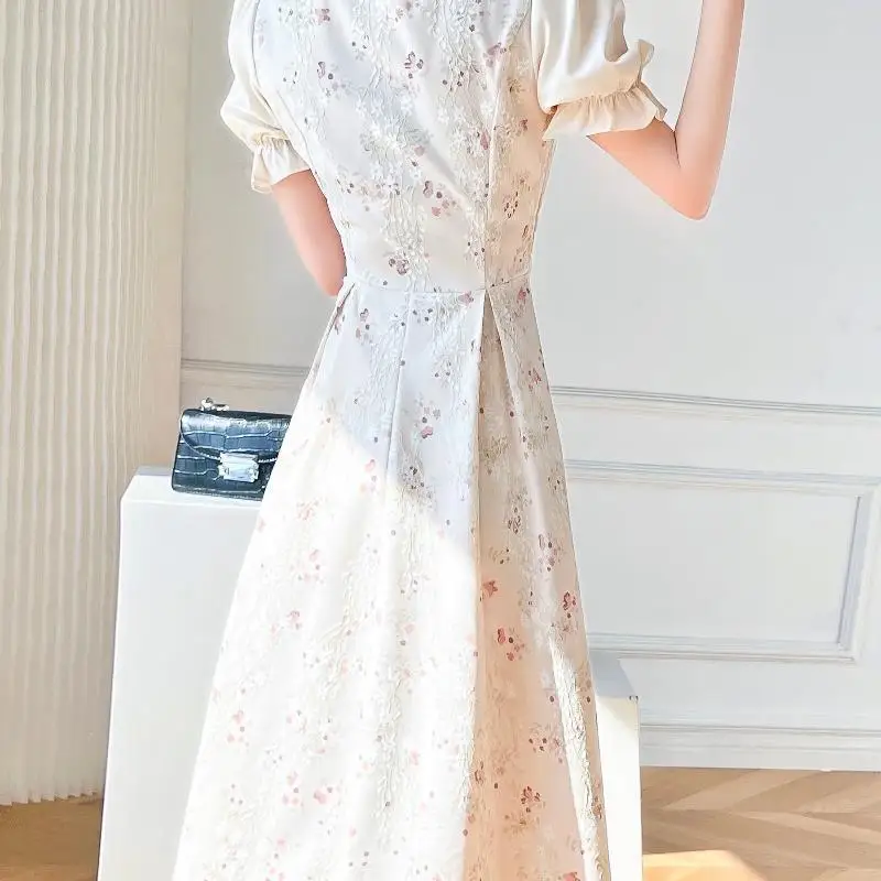 Reliefowa sukienka żakardowa dla kobiet z niszowymi wzorami Słodka pierwsza miłość Retro Delikatna francuska długa spódnica w kwiaty