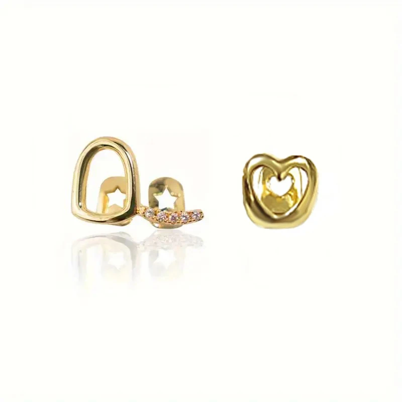 Single-layer Hollowed-Out Heart-Shaped Braces With Cool and Shiny Hip-Hop Accessories For The Upper And lower Teeth Decoration