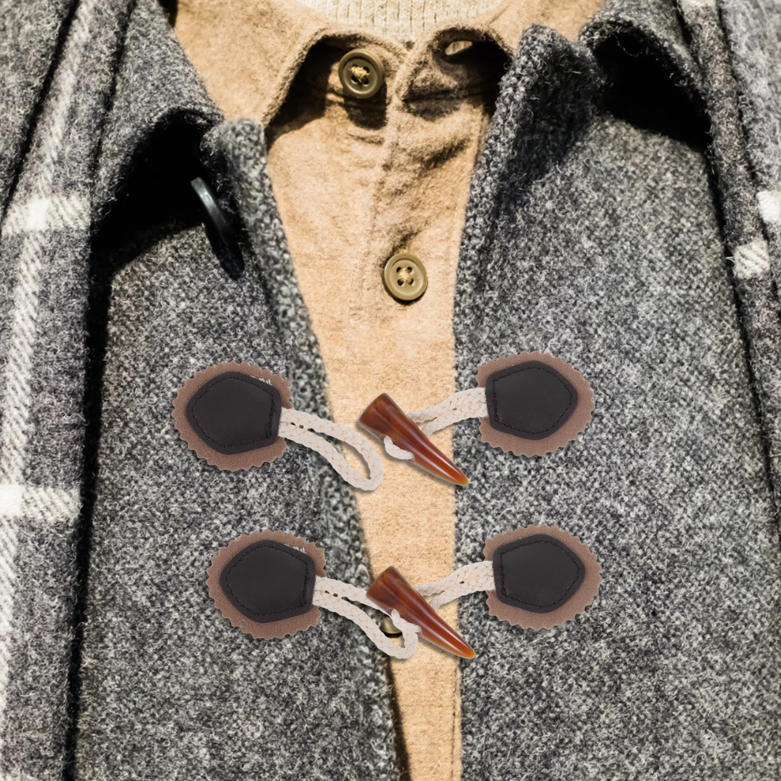 

2Pairs Sturdy Material Faux Horn Toggles Coats Jackets Easy Match Various Garments Winter Outerwear Accessories