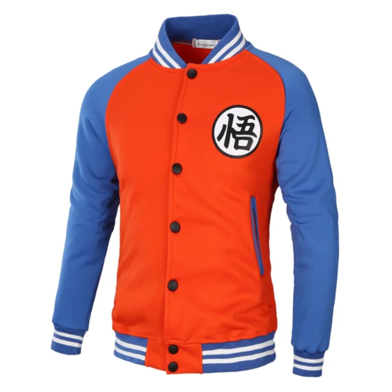 Anime Japanese Son Goku Baseball Jacket Cosplay Cartoon Kakarotto Mens Warm Coat Spring Autumn Overcoat Fleece Hoodies