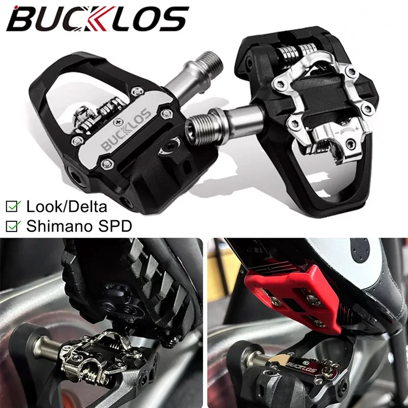 BUCKLOS Bicycle Professional Pedal for SPD LOOK DELTA Self Locking Cleats Road Mountain Mtb Bike Clipless Pedal for Shimano