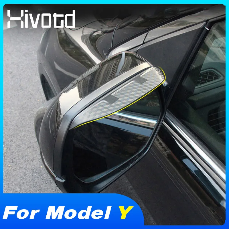 

Auto Rearview Mirror Visor Eyebrow Exterior Accessories Protection Car Product Sunshade Rain Guard For Tesla Model Y 2022-2021