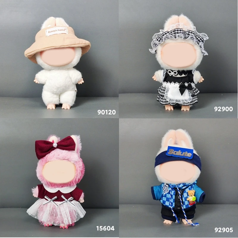 

17cm Cute Mini Plush Doll'S Clothes Outfit Accessories for Korea Kpop Exo Labubu Idol Dolls Maid Suit Clothing DIY Kids Gift