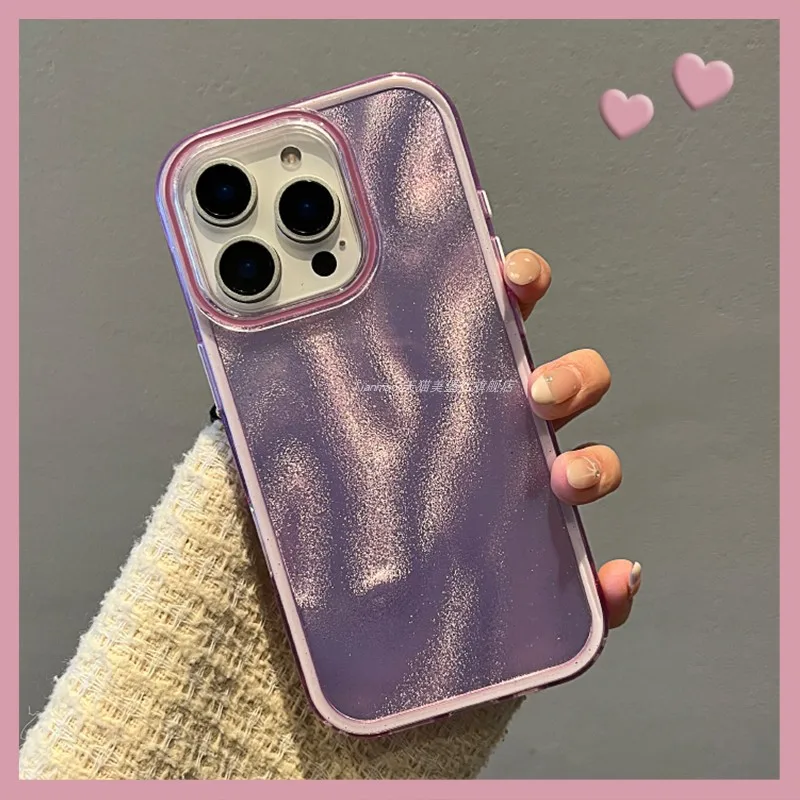 

Luxury quicksand fine sand pattern 3 in 1 light purple for apple 16promax phone case iPhone15pro 14 12/16pro