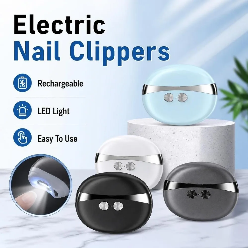 Rechargeable Electric Nail Clippers Portable LED Light Nail Grinder Multifunctional Easy To Use Automatic Nail Trimmer Adults