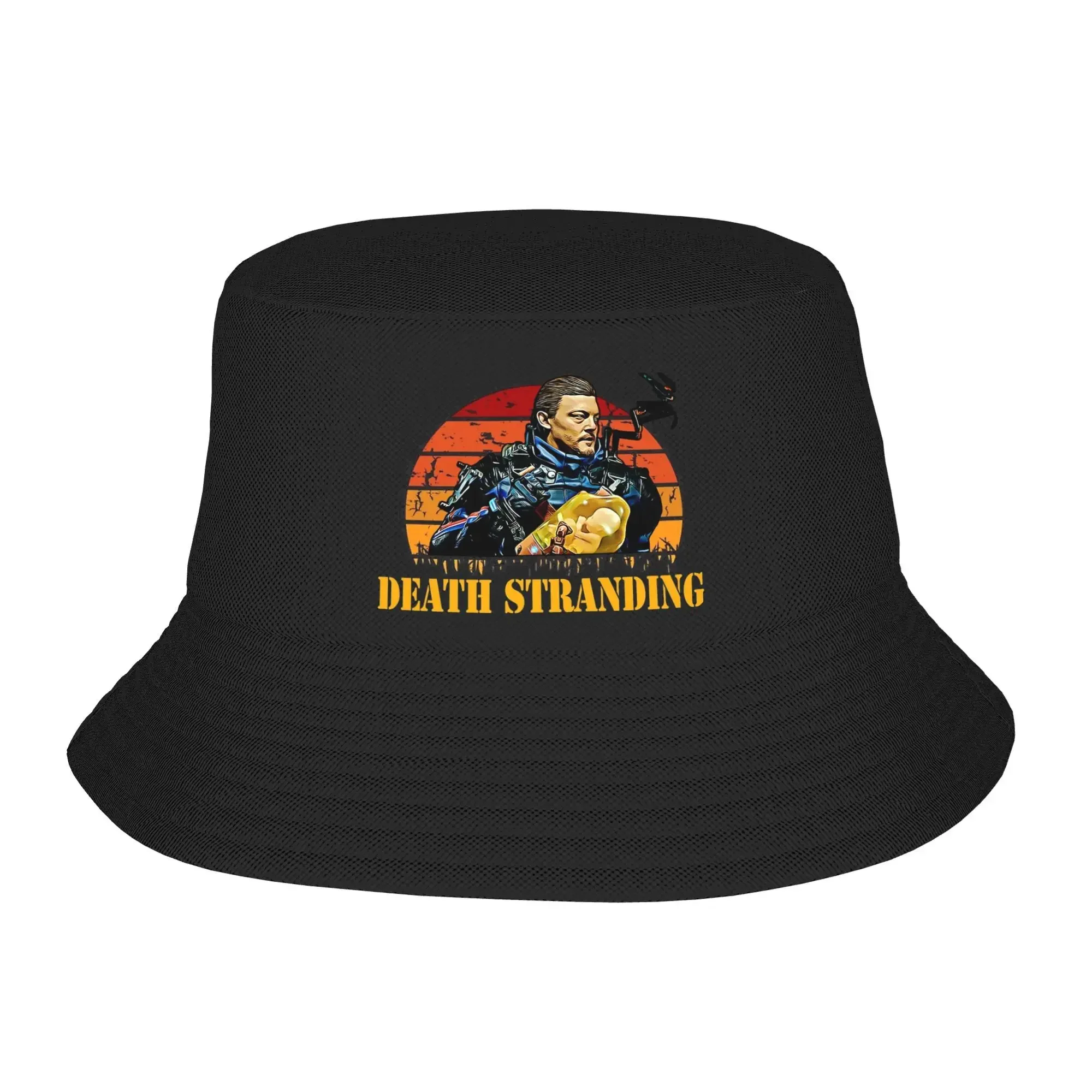 Teen Bucket Hat Vintage Death Art Stranding Game Summer Travel Headwear UV Protection Vacation Fishing  Bob s Dropshipping