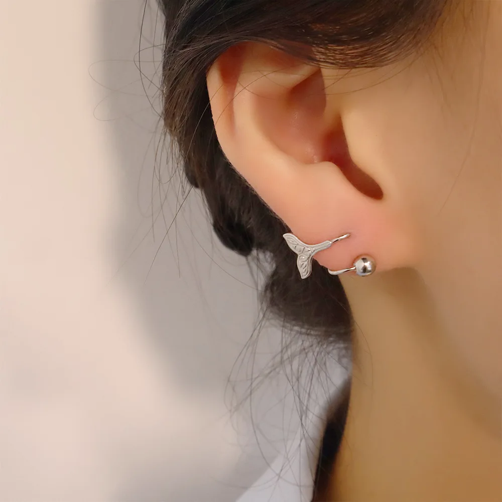 Fish Tail S-shaped Mermaid Tail Spiral Earrings for Women Simple Fashion Personality Jewelry Gifts Daily