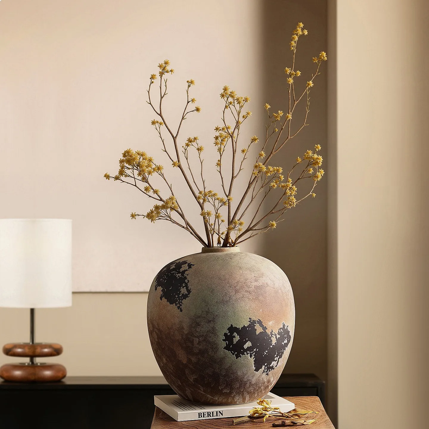 Rustic Pottery Vase Jingdezhen Ceramic Wabi-Sabi Zen for Living Room Entrance Flower Arrangement  Decoration Mariage