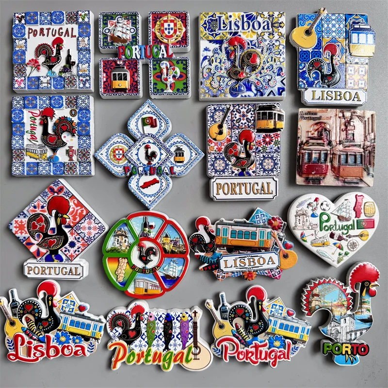 

Portugal Lisbon Fridge Magnets Tourist Souvenir Resin Magnetic Refrigerator Stickers Home Decor Collection Gifts for friends