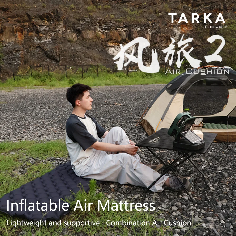 TARKA 1 قطعة مرتبة قابلة للنفخ خفيفة الوزن، سجادات تخييم للمشي لمسافات طويلة، وسادة هوائية مبتكرة، مرتبة هوائية بدون وسادة للخيمة
