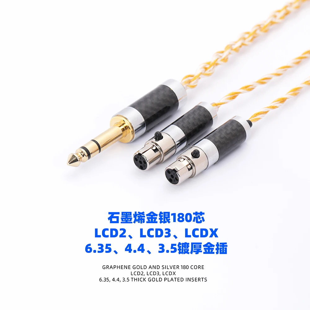 Cable de actualización de auriculares de un solo cristal, cobre, oro + plata, grafeno, 6,35mm, 4,4mm, 3,5mm, DIY, LCD2, LCD3, Otis, cuatro núcleos, tres núcleos