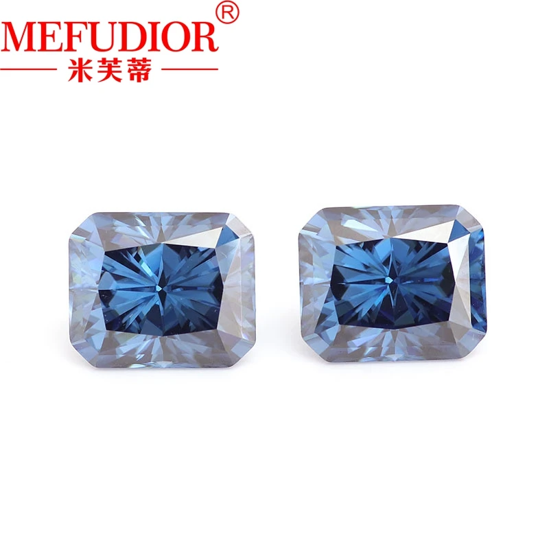 1ct-12ct Radiant Cut Blue Moissanite Loose Stone D VVS1 Gemstone Passed Diamond Tester with GRA Certified for Jewelry Making