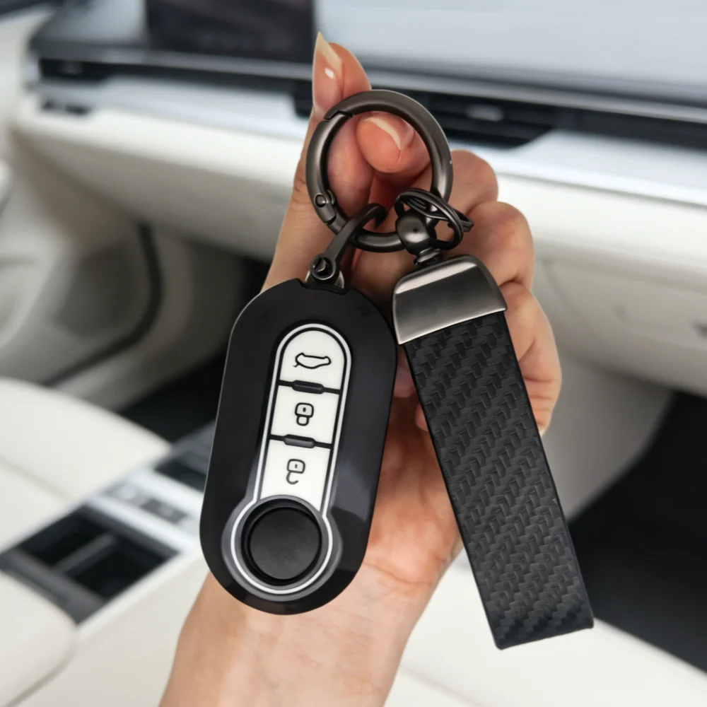 Autoschlüsselhülle Schlüsselanhänger für Citroen für Fiat 500 Ducato Panda 500L Punto Lancia Musa, passt nur für den angezeigten Autoschlüssel.
