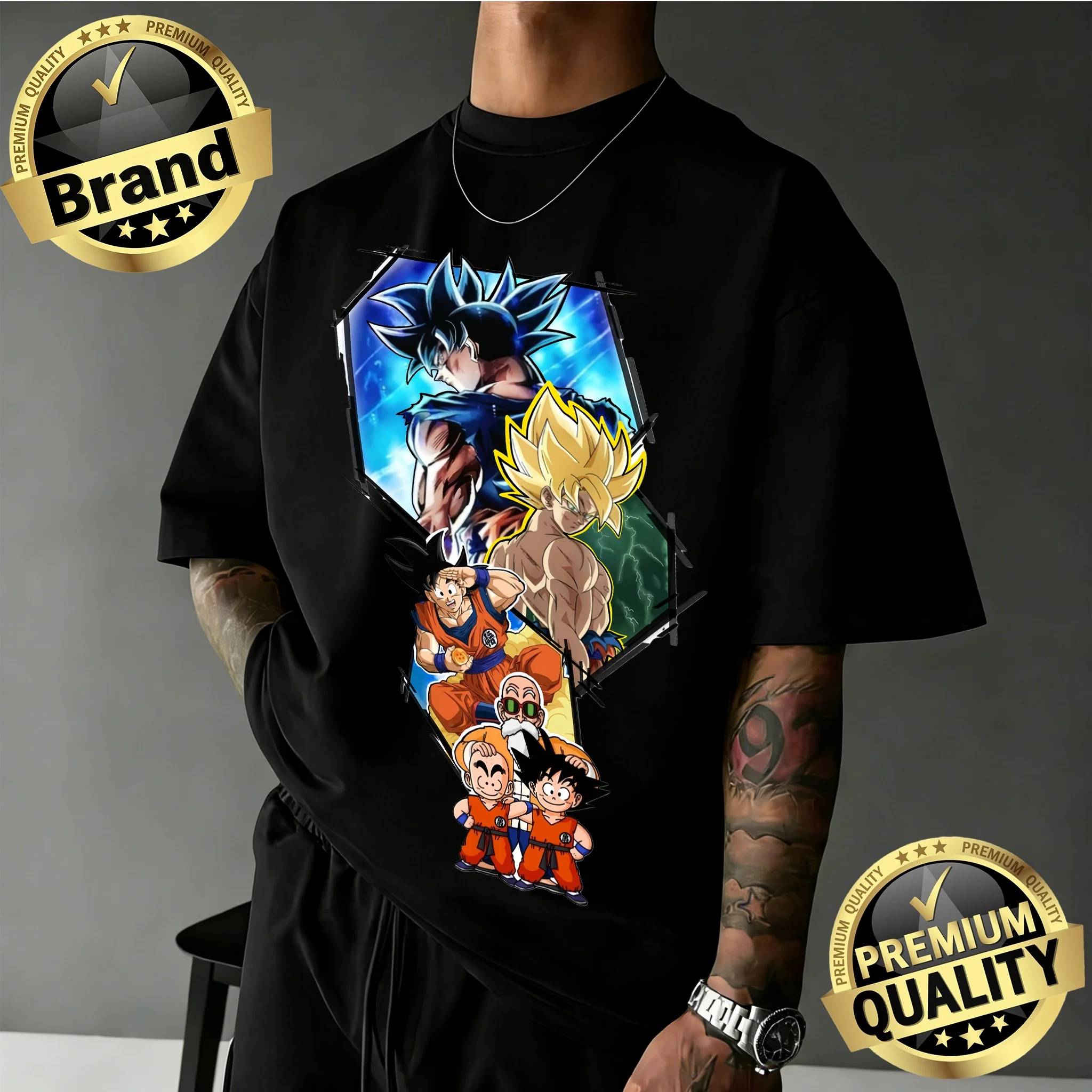 Camiseta Retro de Anime Dragon Ball Extra Grande, Nueva Llegada 2026 | Camiseta informal Y2k con estampado gráfico retro de Goku, 100% algodón, para la familia