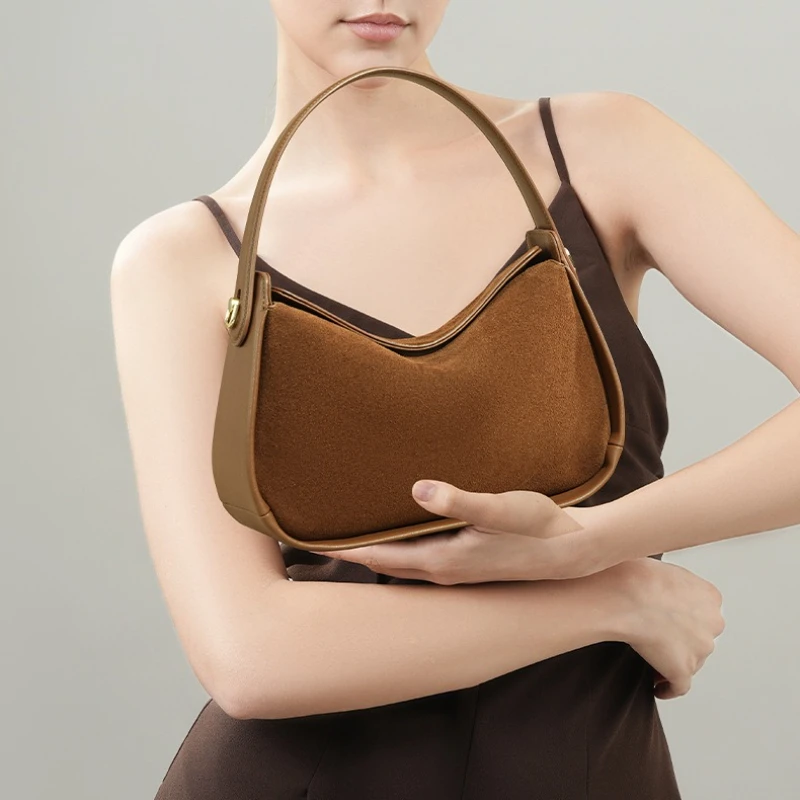 

Новая замшевая кожаная сумка на плечо, осенне-зимняя женская сумка через плечо, просторная сумка-тоут, уникальный дизайн, клатч-конверт премиум-класса