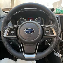 For Subaru Forester  Ascent 2019 Crosstrek 2018-2019 Hand-stitched non-slip black Genuine Leather car Steering Wheel Cover