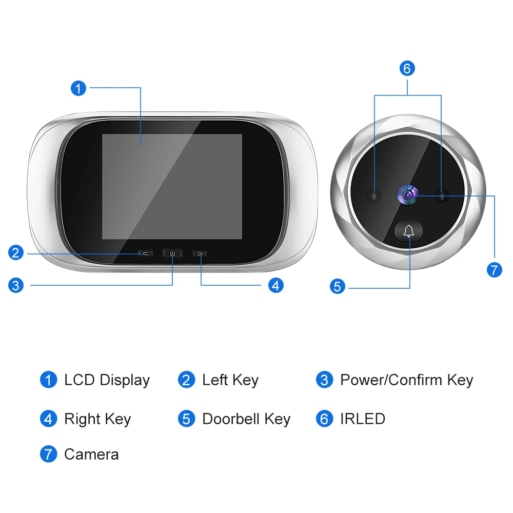 Elecpow New Peephole Doorbell Camera 2.8Inch TFT LCD 90° Infrared Night Vision Door Camera Video Automatic Storage Door Viewer