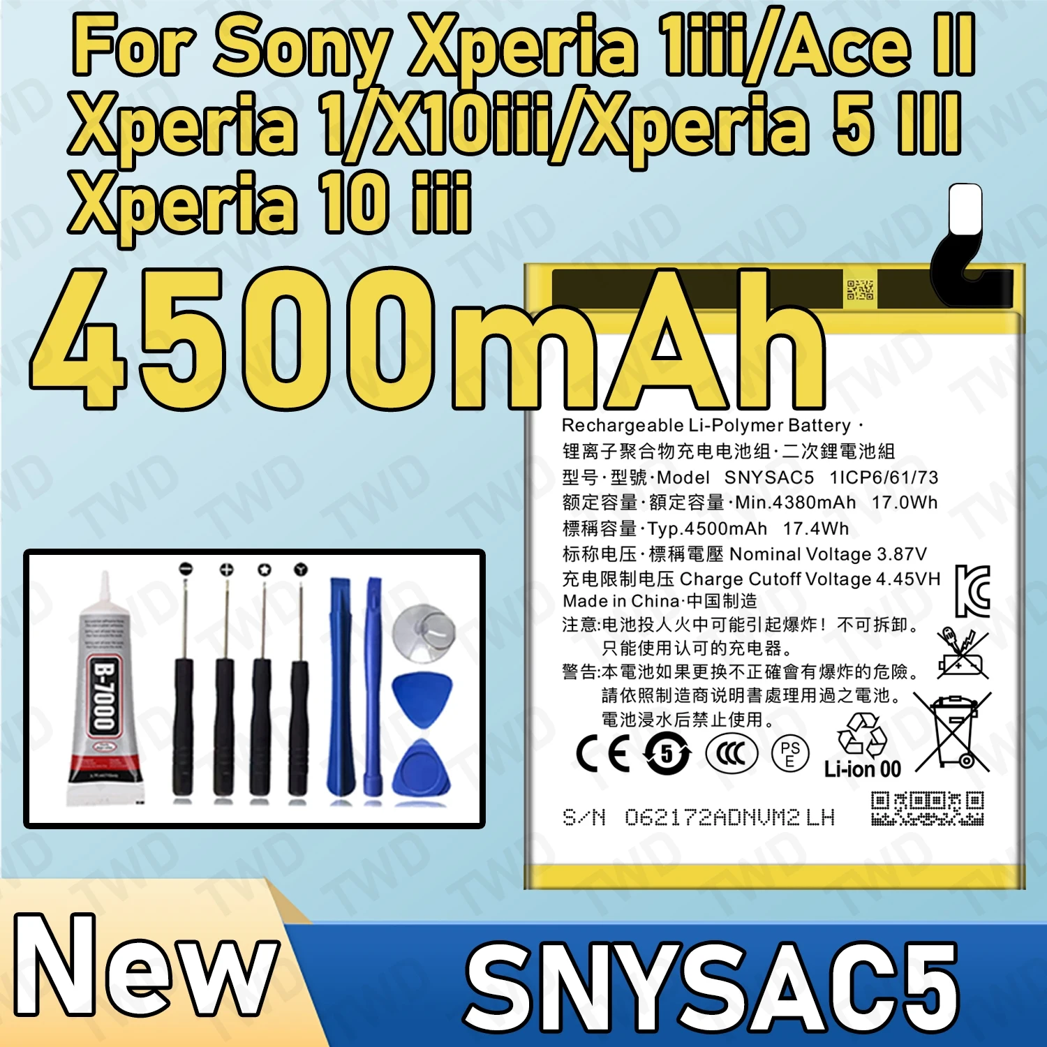 SNYSAC5 Large capacity Battery For Sony Xperia 1i/Ace II/Xperia 1/x10iii/Xperia 5 iii Batteries New High Quanlity+Free Tools
