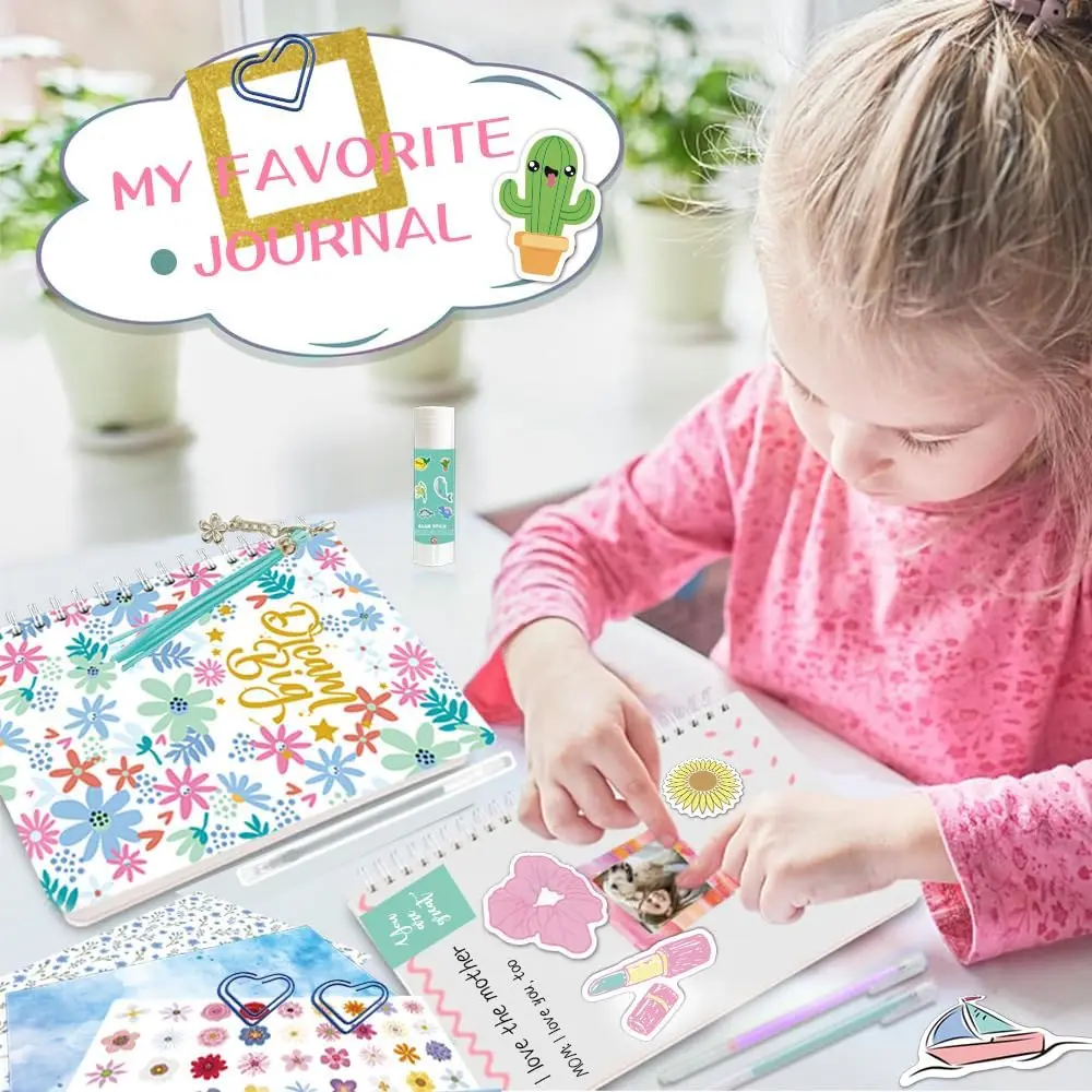 DIY-Tagebuch-Set für Mädchen, Kunsthandwerk-Set für Kinder im Teenageralter, Sammelalbum, Tagebuch, Zubehör, Spielzeug-Set, Geburtstag, Weihnachten, Geschenk