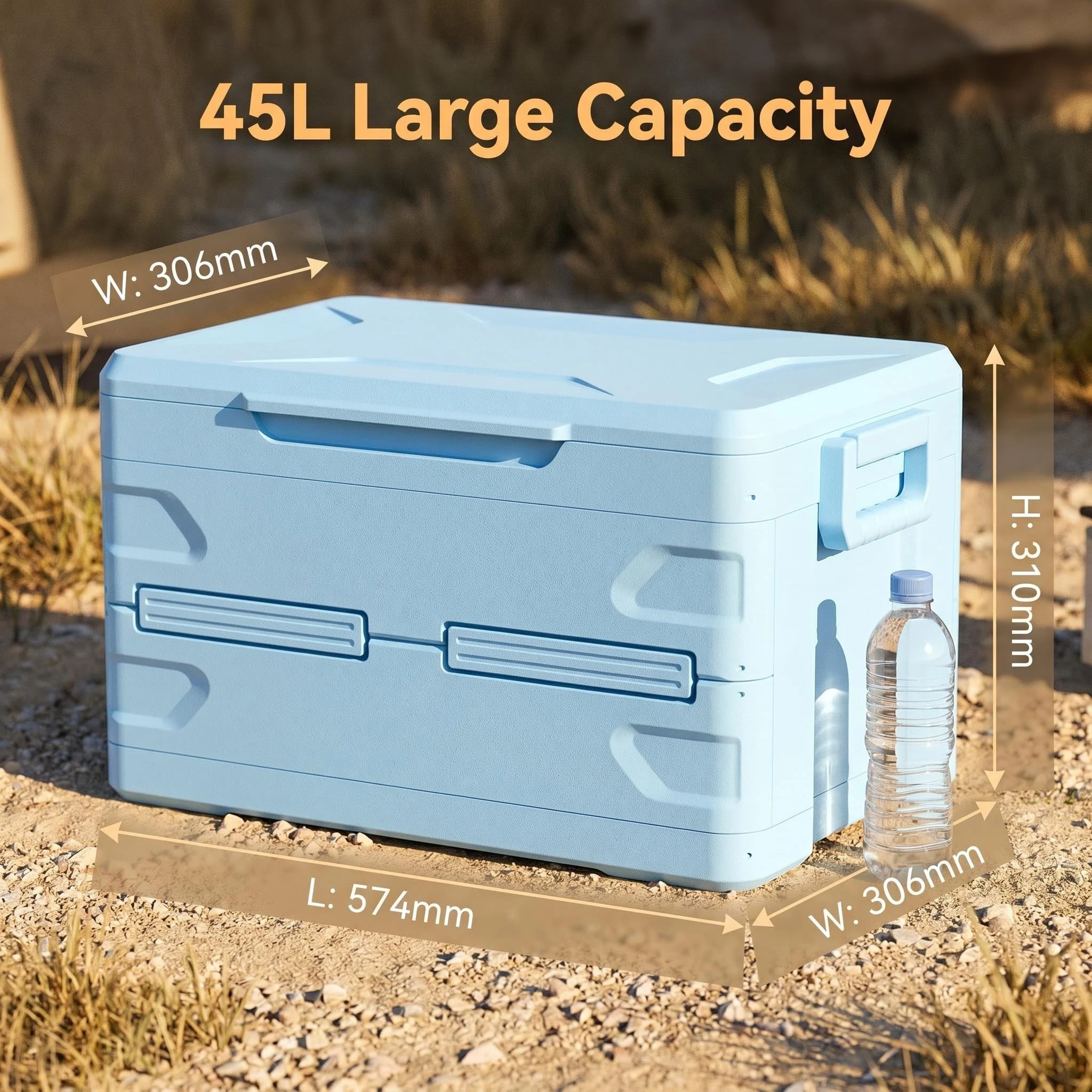 45L Foldable Cooler Box 48H Insulated Portable Ice Chest Waterproof Solar Panel Compatible for Outdoor Camping Picnic