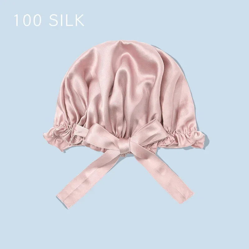 100% Mulberry Silk Night Cap Pure Silk Hair Bonnet For Sleep Elastic Silk Cap Luxury Natural Turban For Hair Sleeping Gift