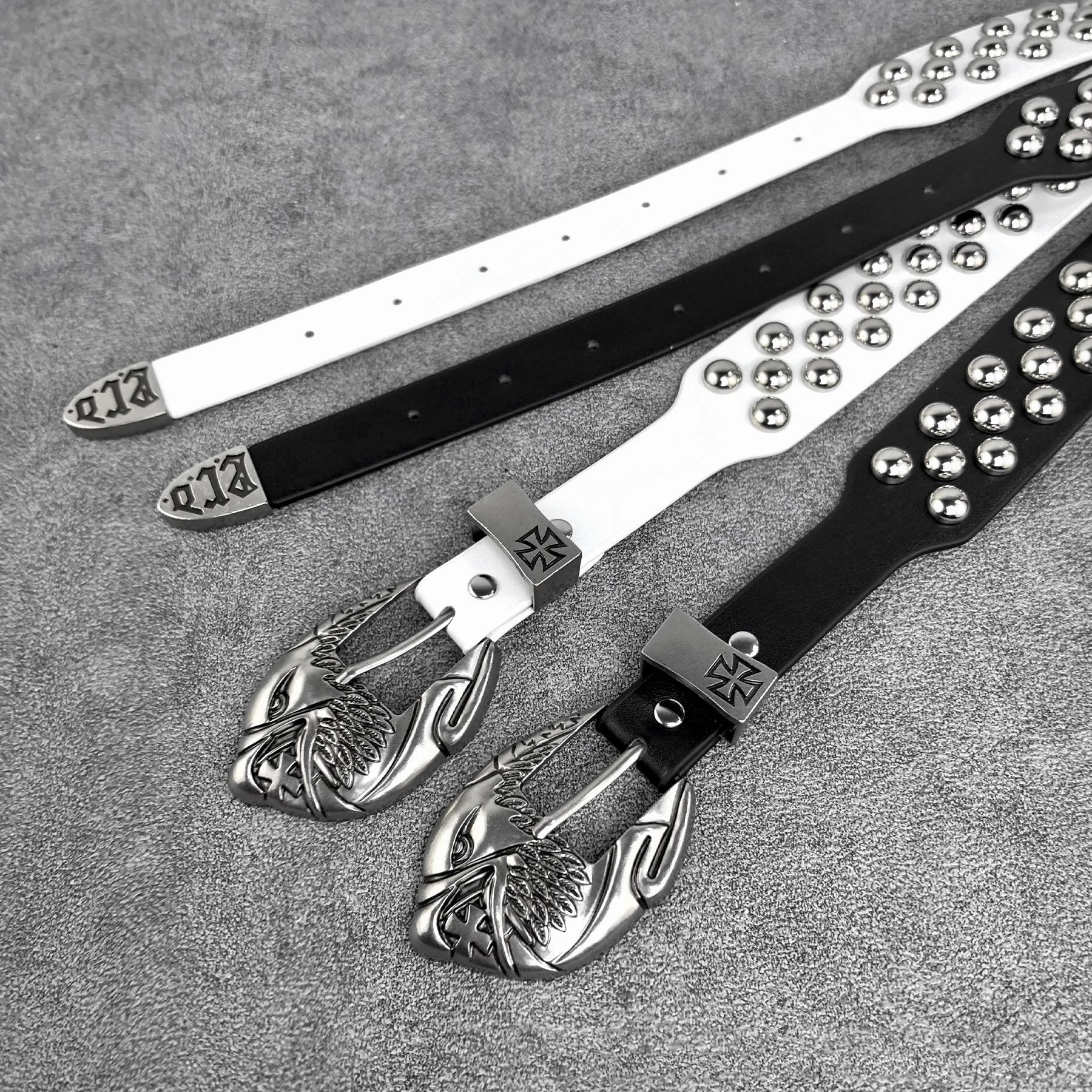 فاسق نمط الصلبان عنصري المسامير المد الرجال حزام بنطلون بنين الشارع نمط حفلة كرنفال بنطال جلدي الجينز الملحقات #6