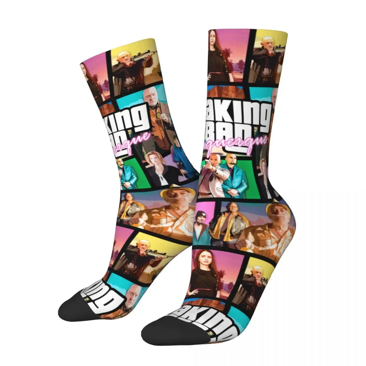 Hip-hop Albuquerque Basketball Socks Polyester Middle Tube Socks for Unisex Sweat Absorbing