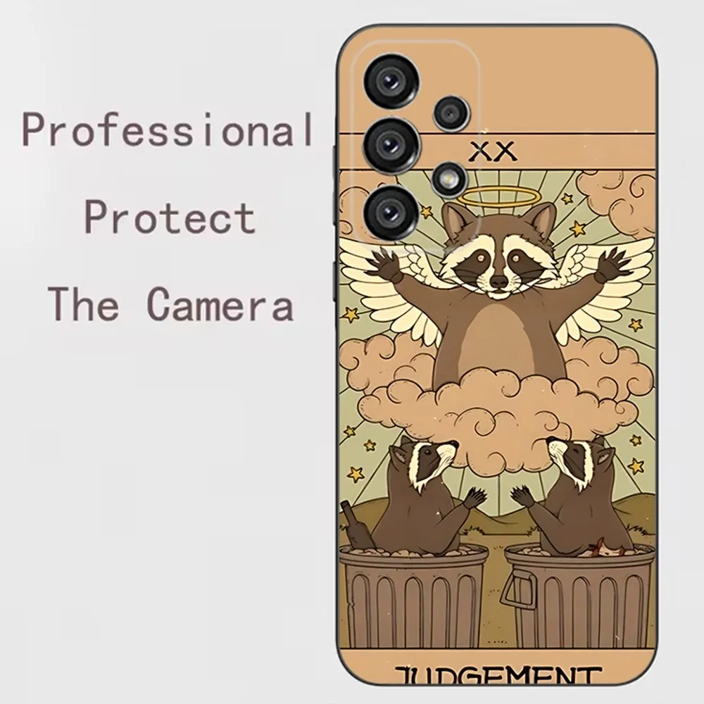 Raccoon Tarot Art Phone Case For Samsung Galaxy A13,A21s,A22,A31,A32,A52,A53,A71,A80,A91 Soft Black Shell