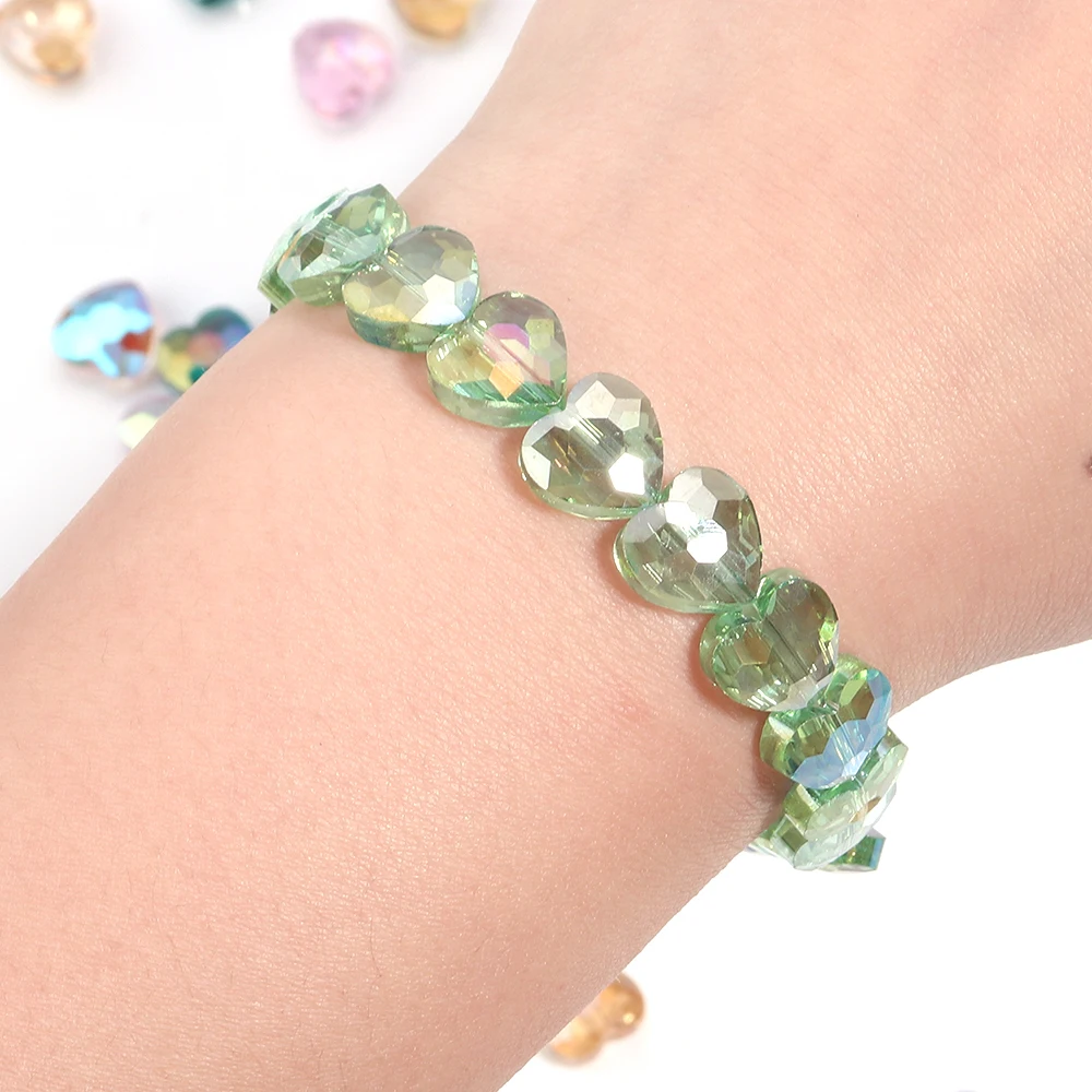 30 Stück/Lot 10mm AB Farbige Facettierte Herz-Kristallglasperlen Lose Abstandhalterperlen für Schmuckherstellung Halskette Armband Zubehör – Detail 6