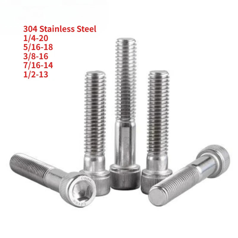 

2-20pcs UNF UNC 1/4-20 5/16-18 To 1/2-13 304 Stainless Steel Half-Thread Hex Socket Screws Extended Cylindrical Head Bolts