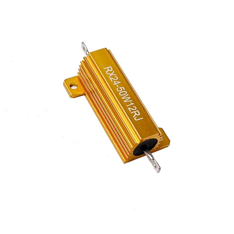 2Pcs RX24-50W gold aluminum housing resistor 1R1.2R10R0.51K300R100K3R2R2.4K6R8R12R Ohm 200R47R heat dissipation decoding resisto