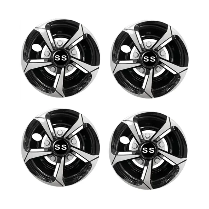 

（Set of 4）8 Inch Golf Cart Wheel Covers Hub Caps Silver black Universal EZGO Club Car