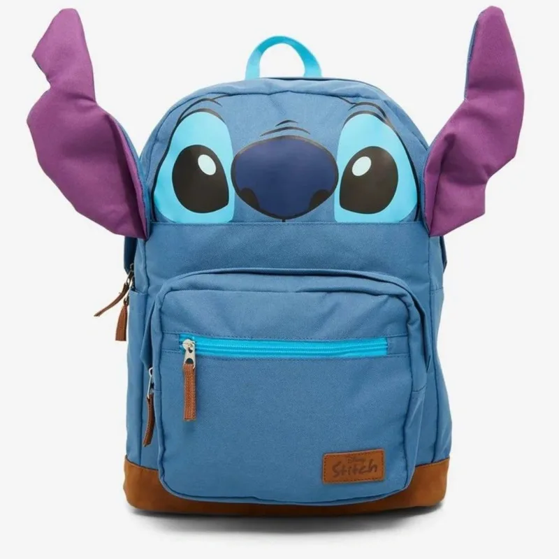 Tas ransel anak perempuan, tas punggung kasual anak perempuan, lucu, ritsleting ganda, gaya Preppy, ransel Disney Stitch Kawaii, hadiah