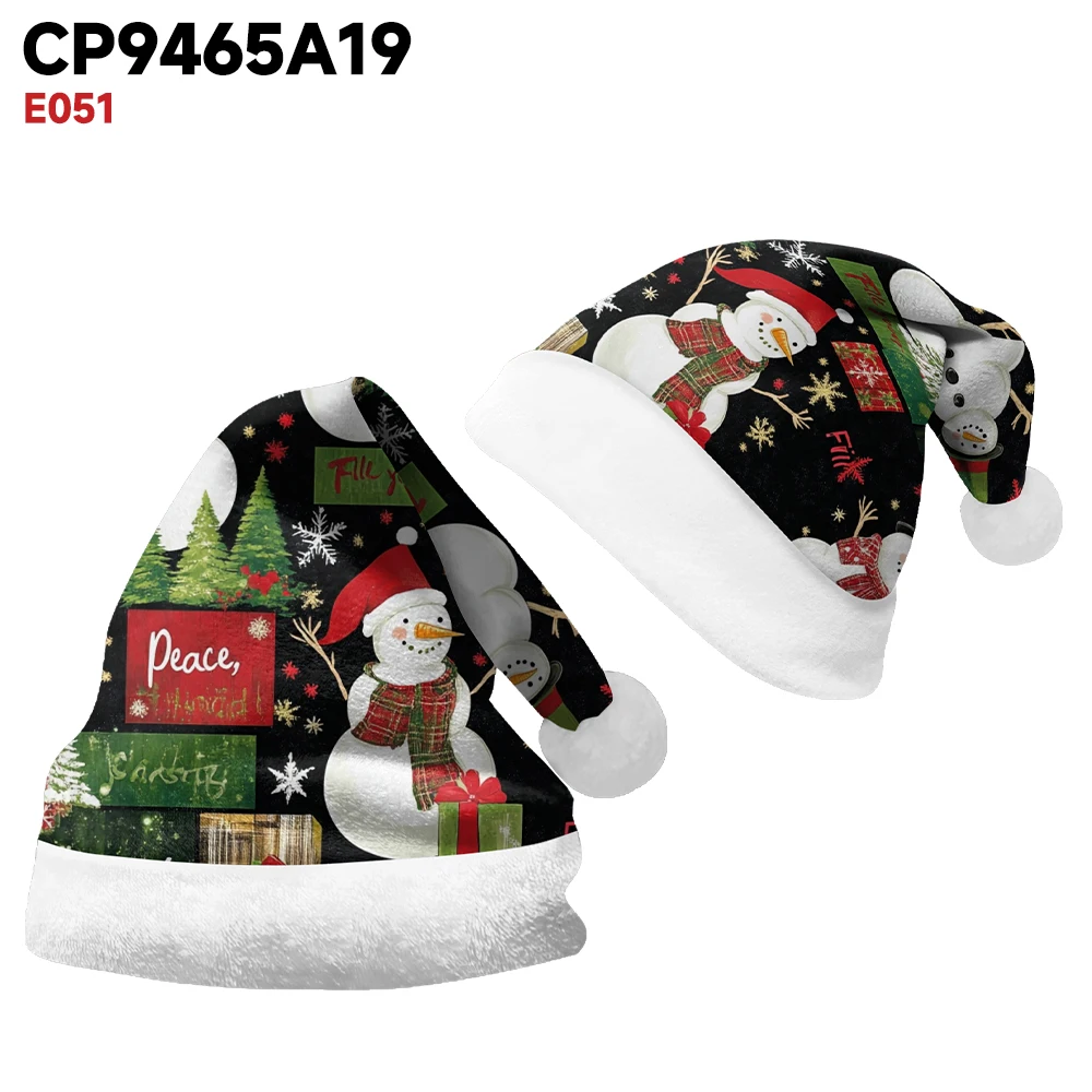 Christmas Hat Cute Snowman Printed Plush Winter Christmas Hat Fashion Party