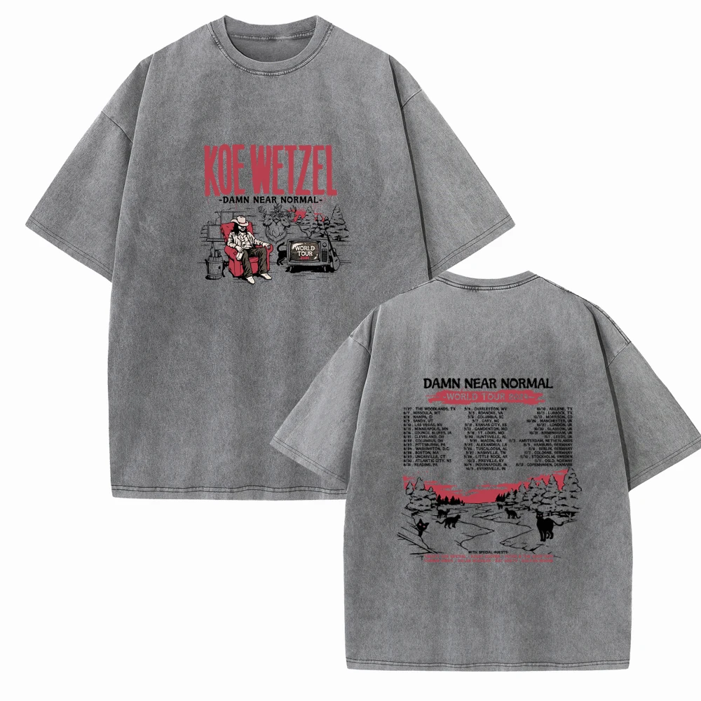 

Koe Wetzel Damn Near Normal Tour 2024 Music Fans Gift Shirts Cotton Summer Unisex O-Neck Printing Vintage Harajuku Short Sleeve