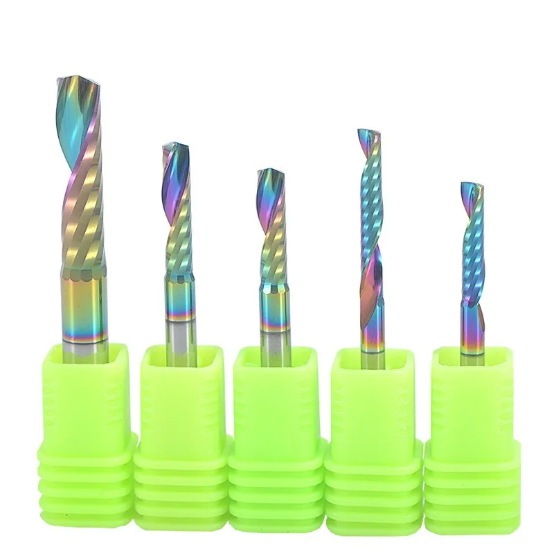 XUHAN DLC Coating Single Flute Spiral Carbide End Mill 3.175/4/5/6mm CNC Engraving Router Bit Aluminum Wood Acrylic Milling Cutt