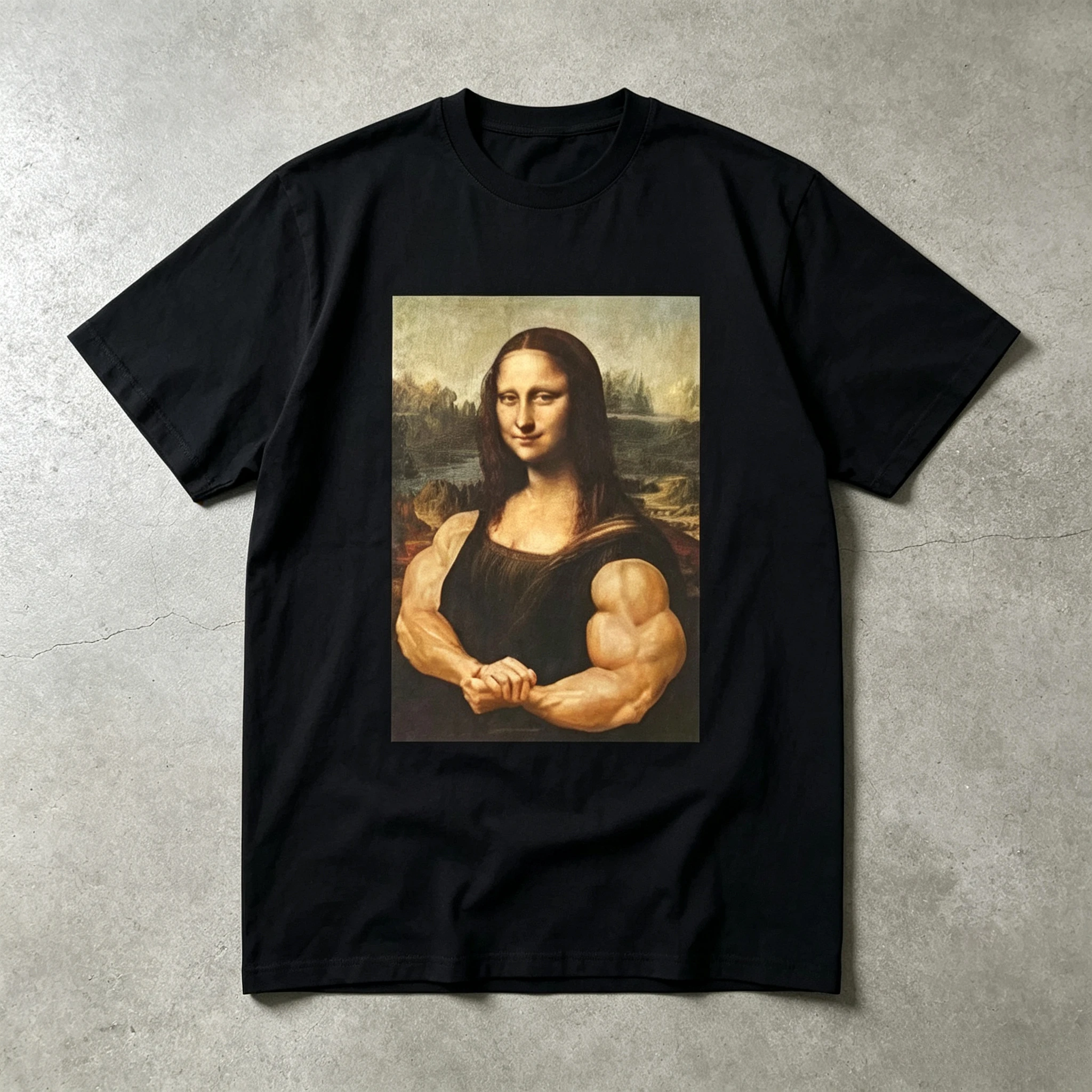 Funny Mona Lisa Fitness T-shirt Muscles Gym Casual Graphic Short Sleeve T-shirts Unisex Fashion Harajuku Kawaii Y2K Clothing