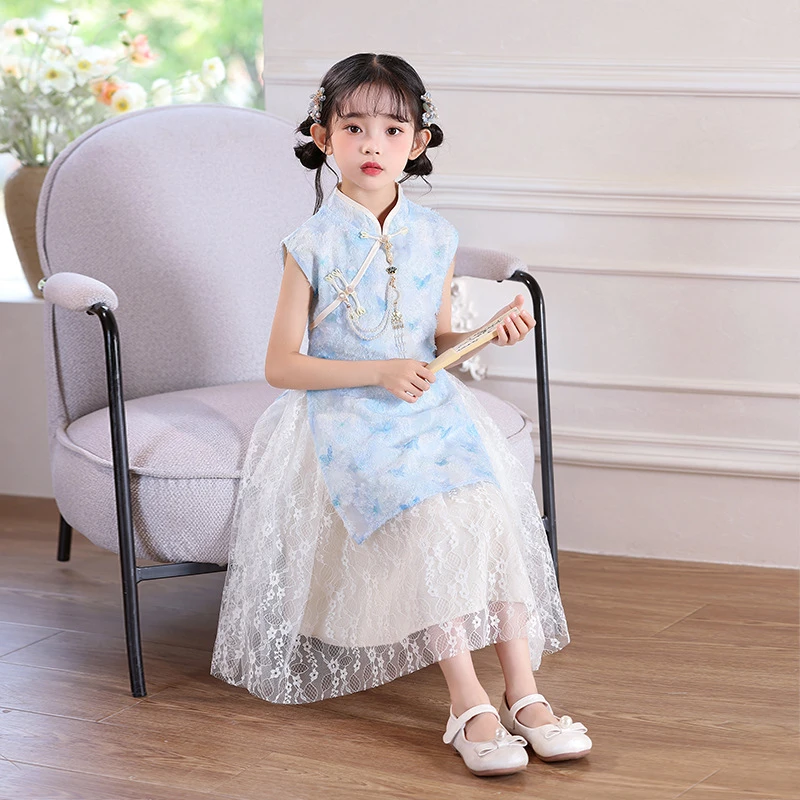 2025 صيف جديد الصينية تحسين شيونغسام تنورة جميلة فستان حفلة للأميرات تشيباو الفتيات السنة الجديدة ملابس هدايا أعياد ميلاد للأطفال #4