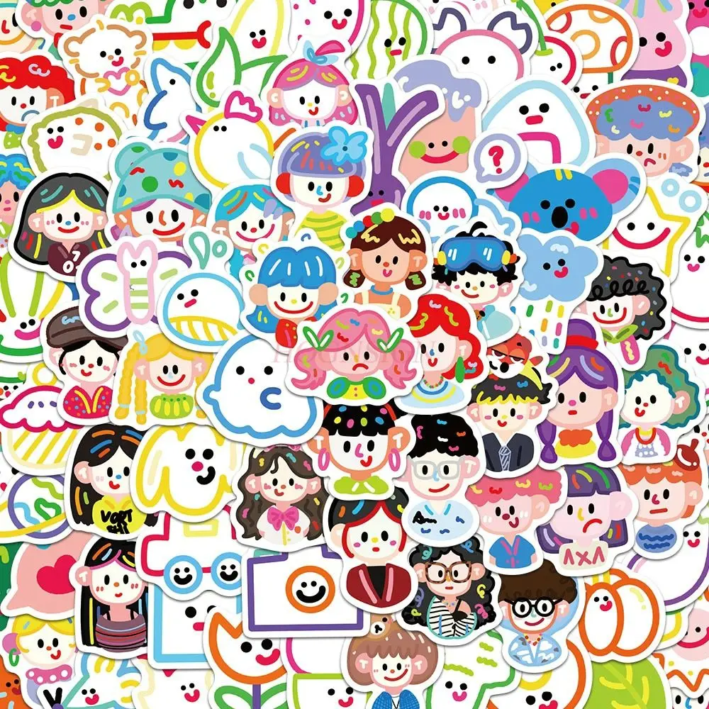 

1 комплект допамина, наклейки для маленьких людей, цветные креативные исцеляющие этнические элементы, справочники персонажей, милые наклейки с героями мультфильмов