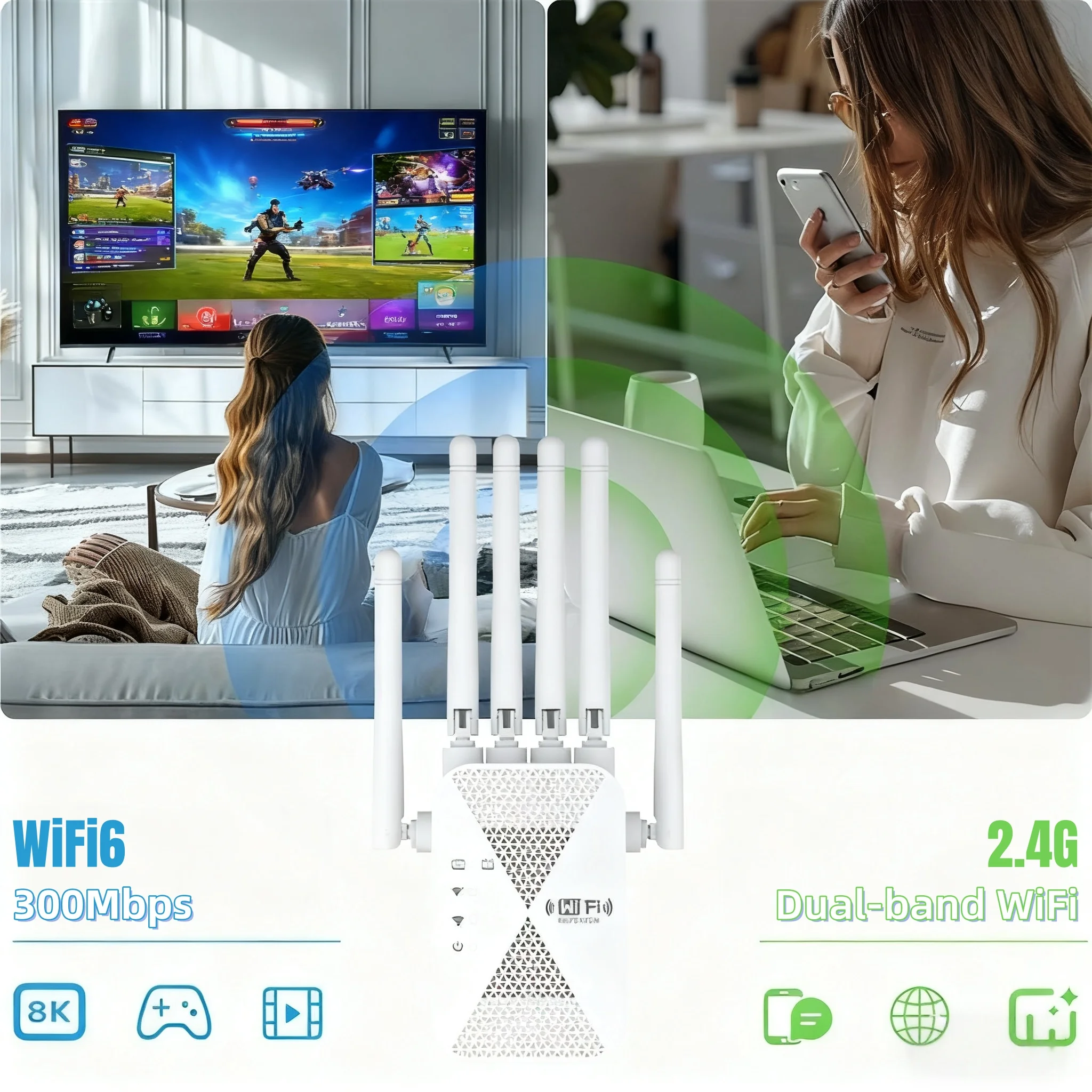 1200Mbps ثنائي النطاق اللاسلكية واي فاي مكرر 5G-2.4G إشارة راوتر طويلة المدى اللاسلكية موسع واي فاي مكبر للصوت واي فاي الداعم #5