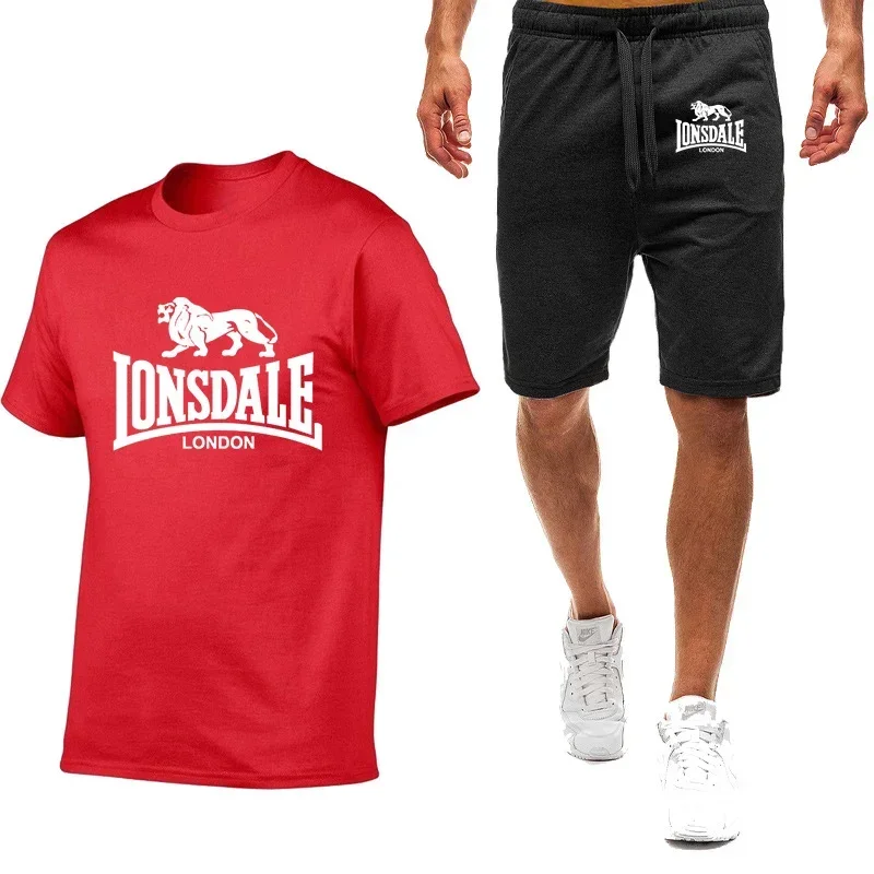 Summer New Lonsdale Printing Men\'s High Quality Nine Color Short-sleeved T-shirt Simple Casual Trendy Casual Movement Man Suit