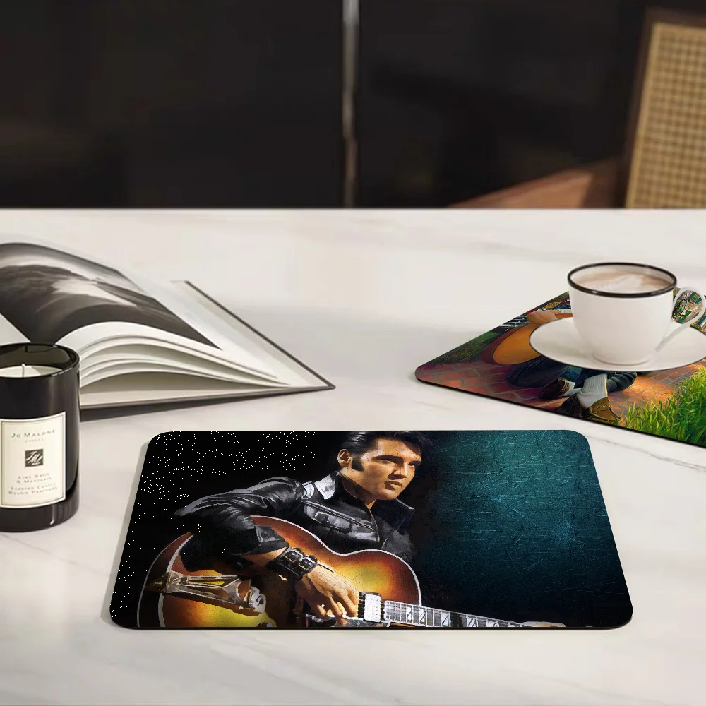 Elvis Presley Kitchen Draining Mat Non-slip Drain Dish Mats Coffee Pad Heat Resistant Placemat Dinnerware Dustproof Pads