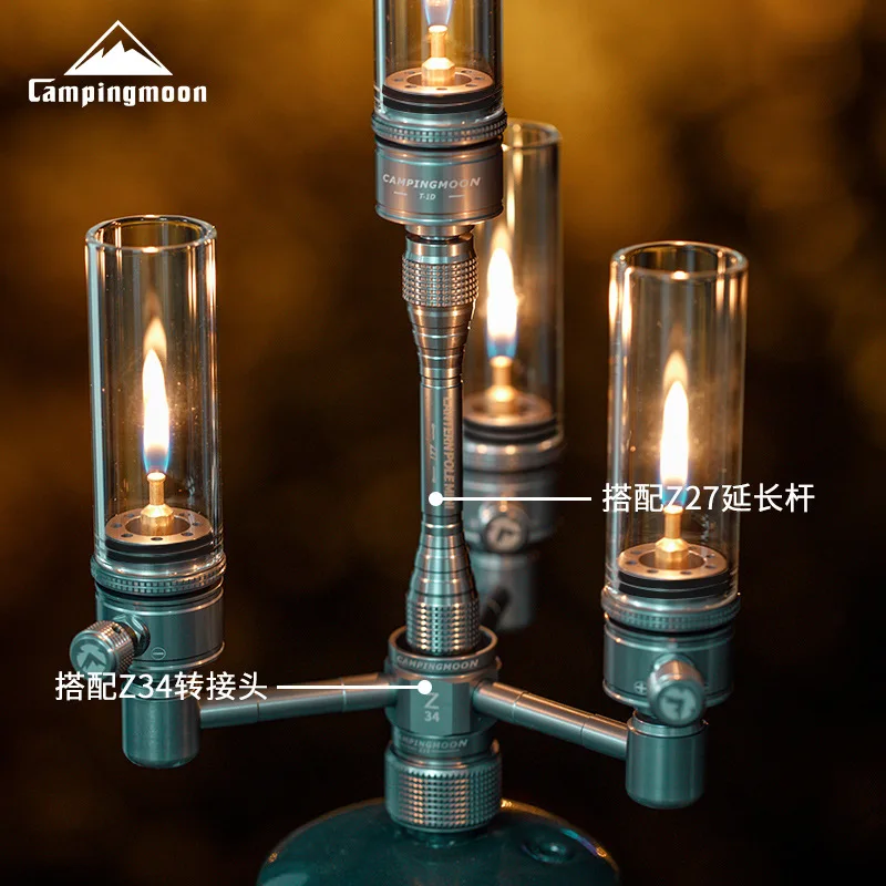 CAMPINGMOON T-1D Flat Gas Coreless Outdoor Equipment Camping Straight Tube Candle Light Camping Atmosphere Light