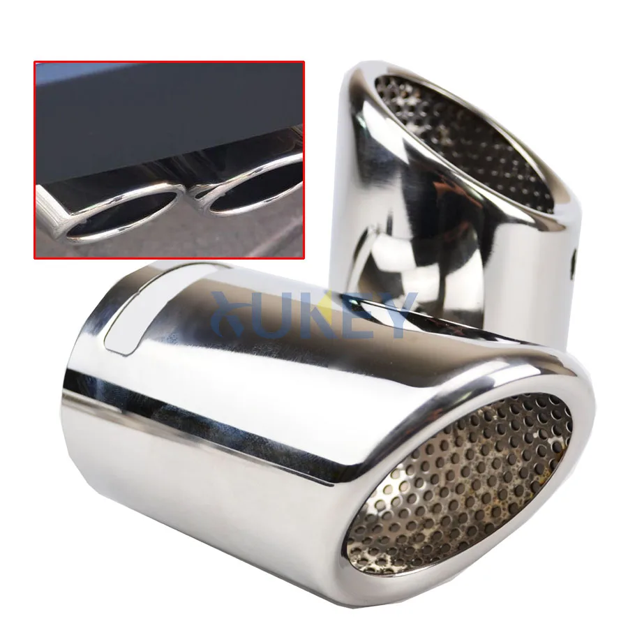 2x For Vw Tiguan/Audi Q5 A4 B8 Stainless Steel Exhaust Muffler Tip Tail Pipe Tailpipe Finisher End Chrome Trim 2009 2010 2011 12