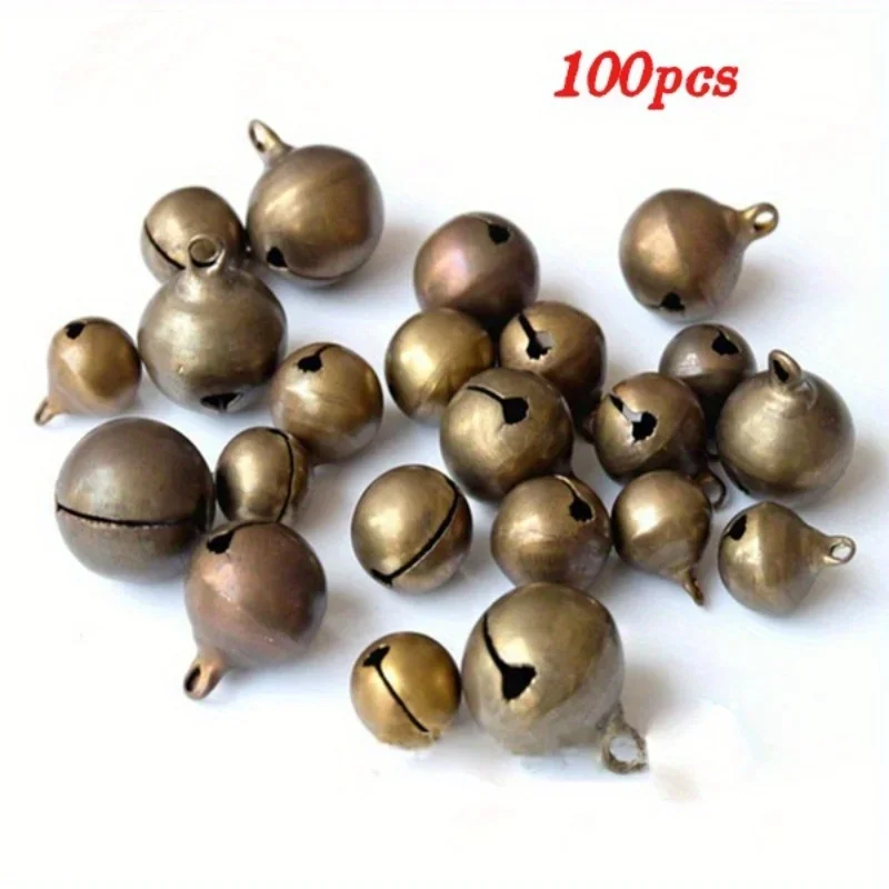 6MM/8MM/12MM 100Pcs Handmade Vintage Copper Bells Small Copper Bells Necklaces Bracelets Accessories Decorative Crafts