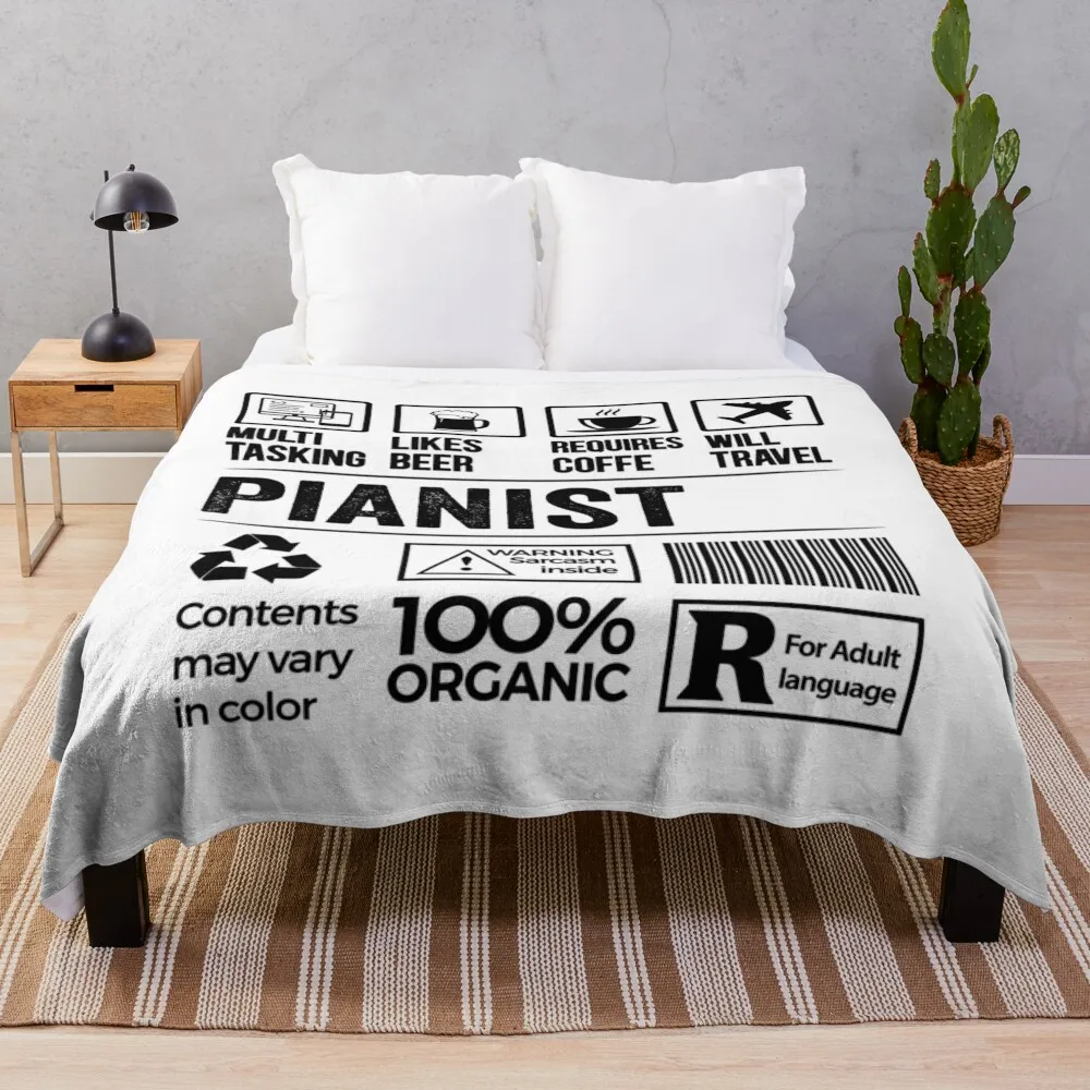 Pianist Gift, Funny Pianist Multitasking Coffee Travel Throw Blanket Hair Bed covers Custom Flannel Blankets