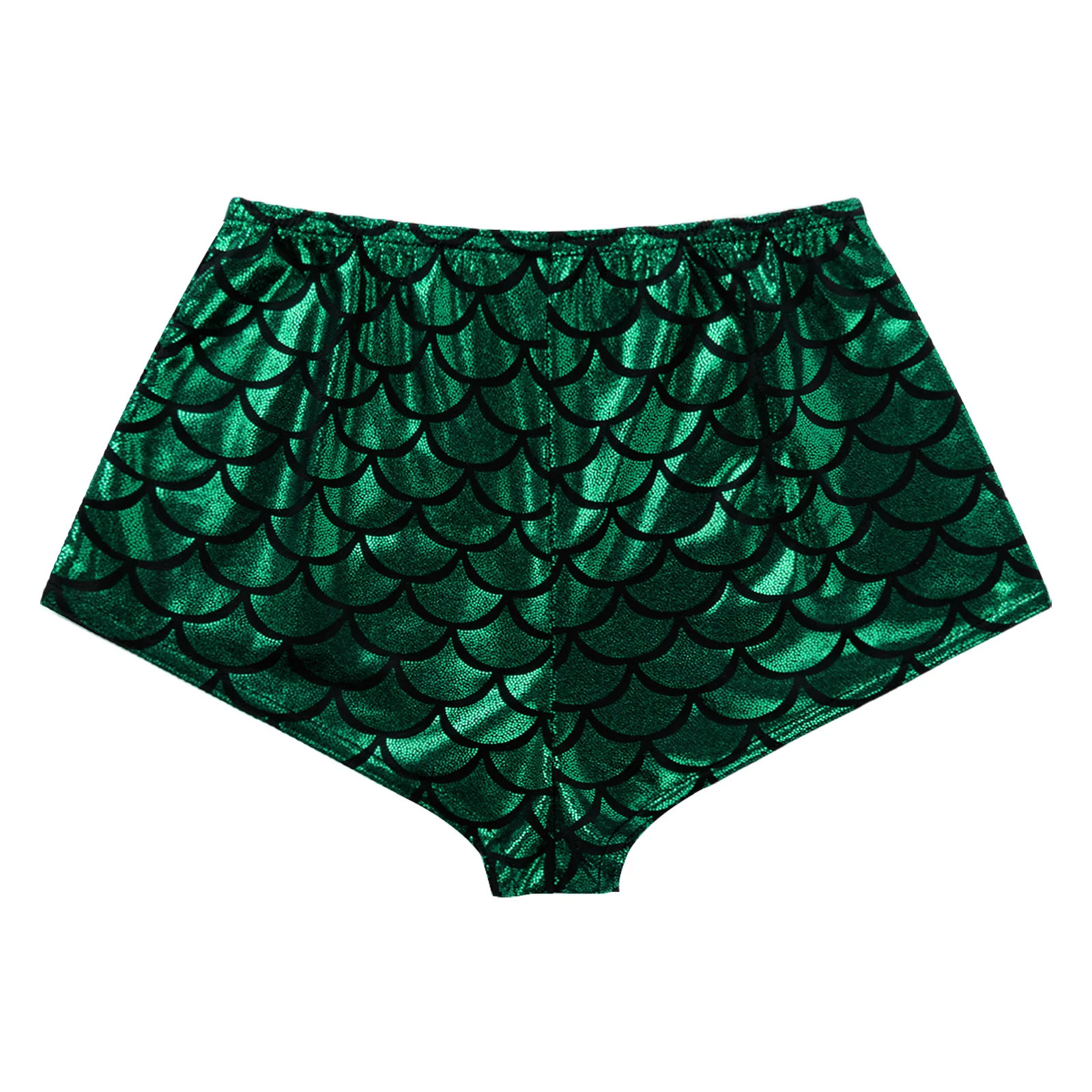 Womens Mermaid Fish Scale Print Booty Shorts High Waisted Hot Pants Party Club Festival Rave Dance Bottoms Sexy Clubwear