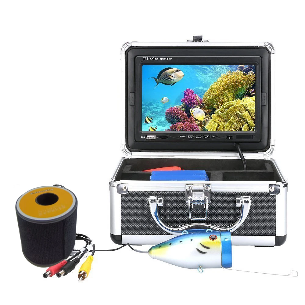 Professional 15M 7Inch  1000TVL Fish Finder Underwater Fishing Video Camera With 12Pcs  LED Lamp Lights