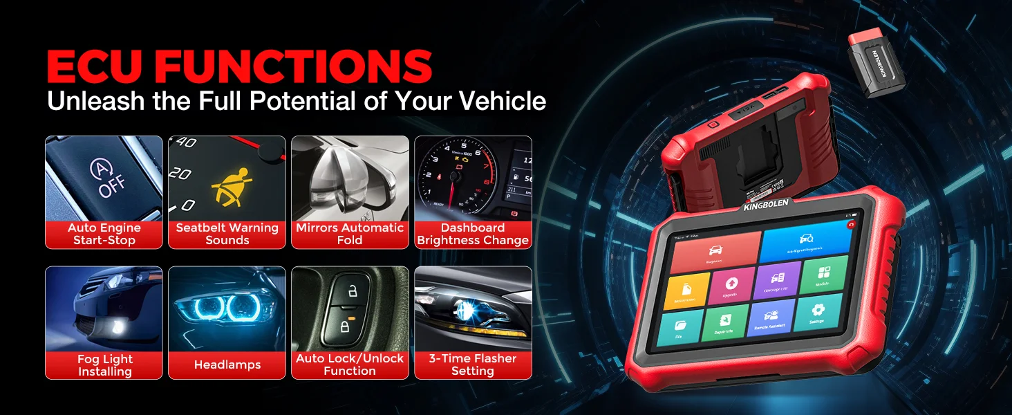 2026 NEW KINGBOLEN K8 Pro Bi-Directional Scanner Full Systems Diagnostic Scan Tool,34 Reset ECU Coding, lifetime free update